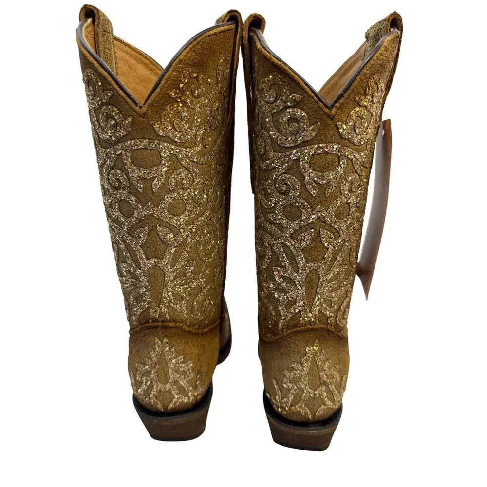CORRAL Youth Embroidery & Tan Overlay Studs Boots T0135 Size 2.5